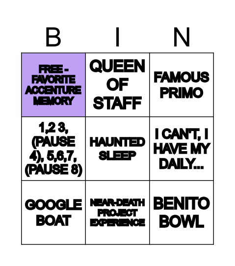 SENDOFF BINGO Card