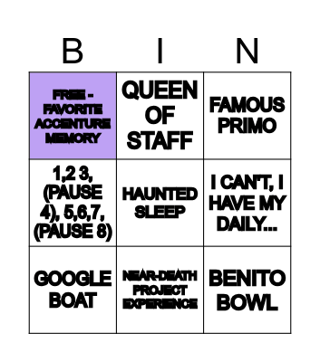 SENDOFF BINGO Card