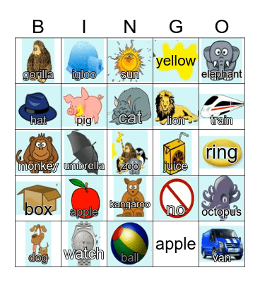 Phonics Bingo Card