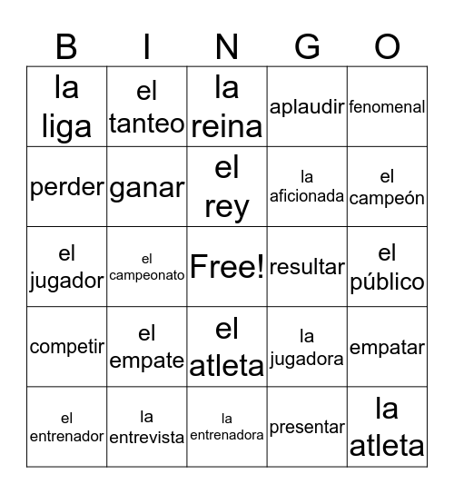 los deportes Bingo Card