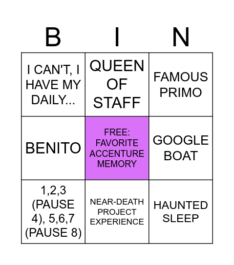 SENDOFF BINGO! Bingo Card