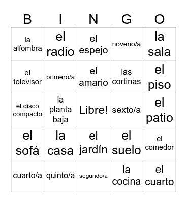 5.1 Vocab Bingo Card