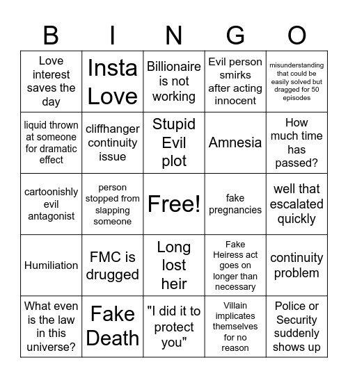 Vertical Short Movie Bingo Card
