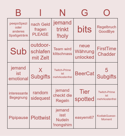 EasyBingo The Race Staffel 3 Folge 6 Bingo Card