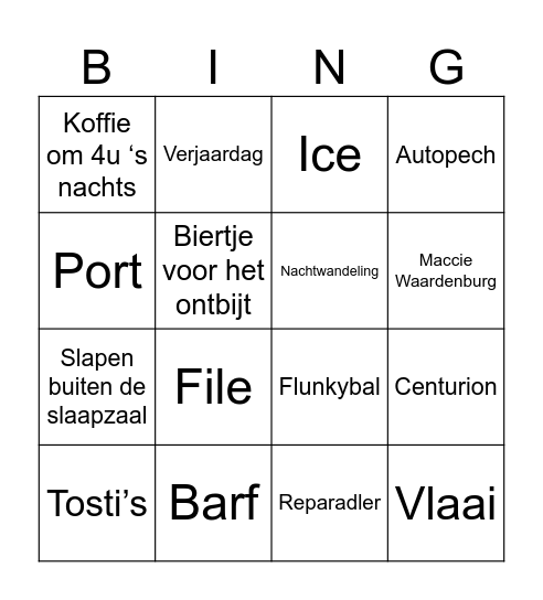 Todo’s via-weekend Bingo Card
