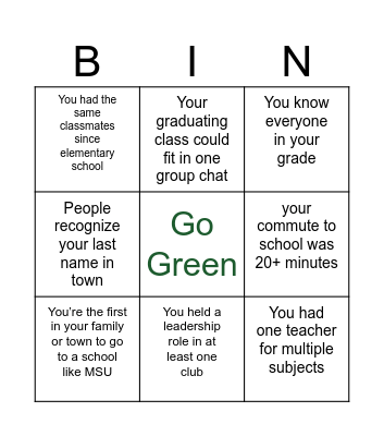 Spartan Bingo Card