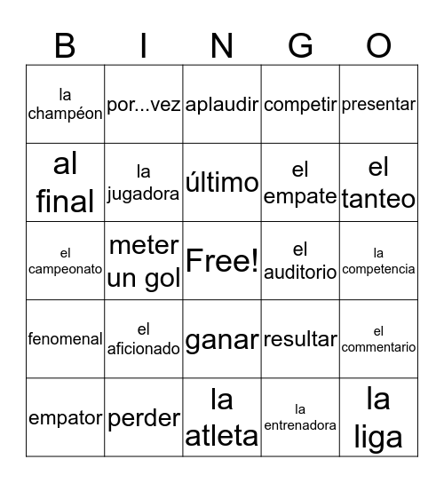 Los Deportes Bingo Card