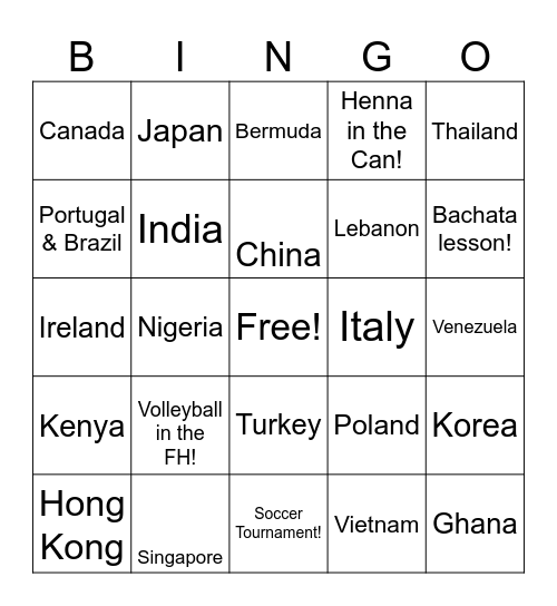 International Weekend STaCC Session Bingo! Bingo Card