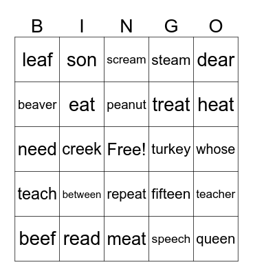 Unit 11 Bingo Card