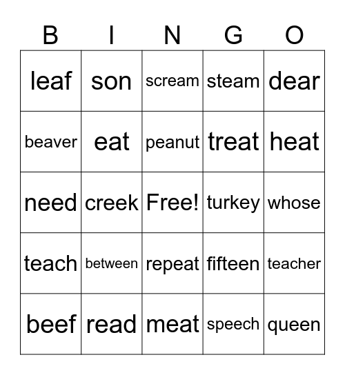 Unit 11 Bingo Card