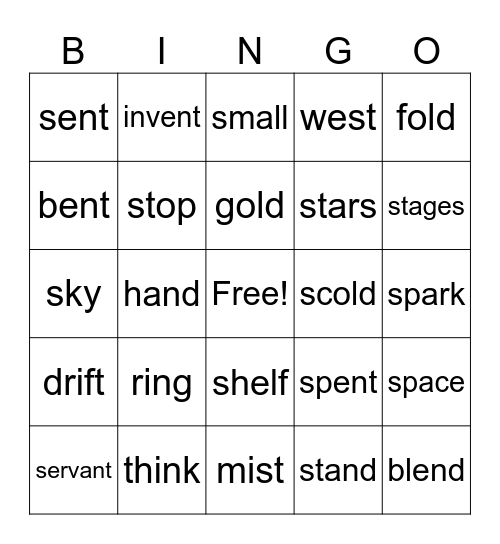 blends Bingo Card