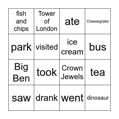 A day in London Bingo Card