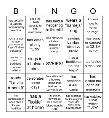 2026 LNAK:  FIND SOMEONE WHO... Bingo Card