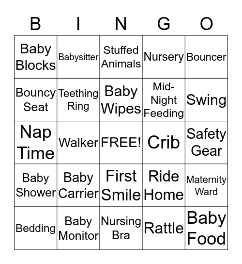 Baby Shower Bingo Card