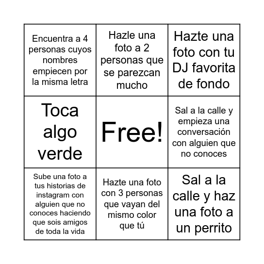 Toca Césped Bingo Card