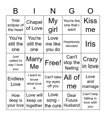 Music Bingo Card