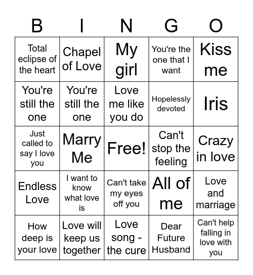 Music Bingo Card