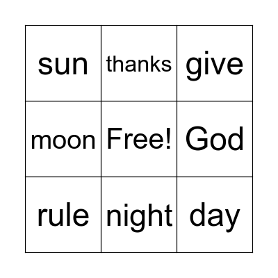 Psalm 136:7-9 NLT Bingo Card