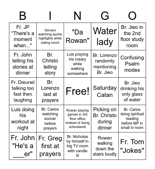 SDBs @ Orange '25-'26 Bingo Card