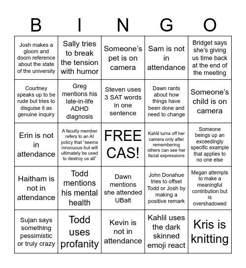 Untitled Bingo Card