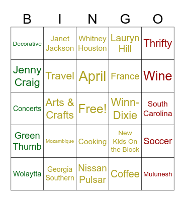 Yerusalem's 50th Birthday Bingo Card