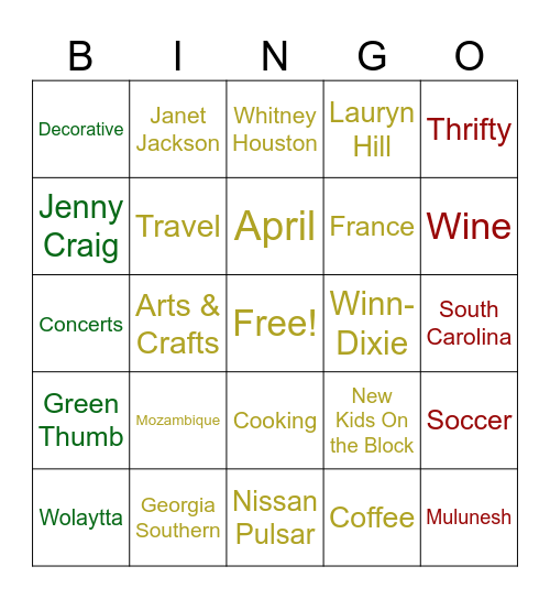 Yerusalem's 50th Birthday Bingo Card