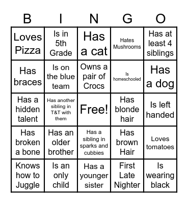People Bingo Card