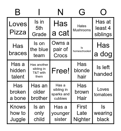 People Bingo Card