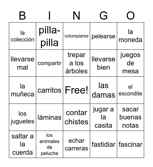 Expresate 2 6.1 Bingo Card