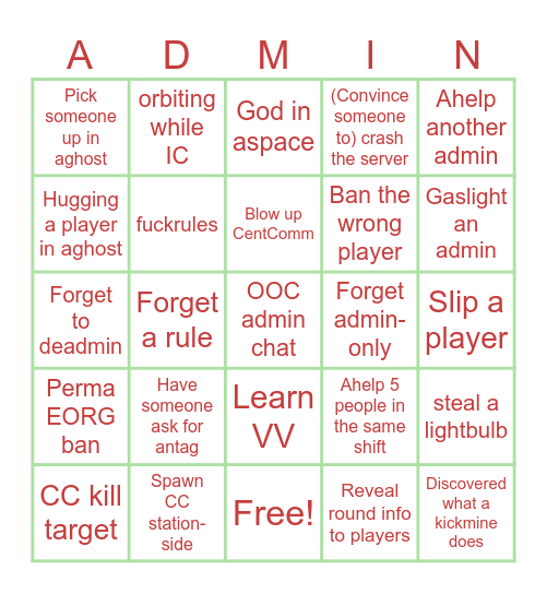 SL newmin bingo Card