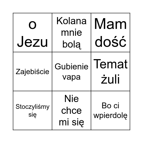 Bingo urodzinowe Bingo Card