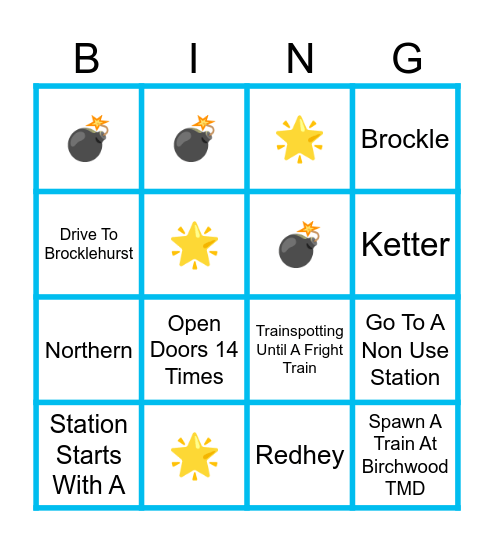 Lakeside Railway Bingo Card