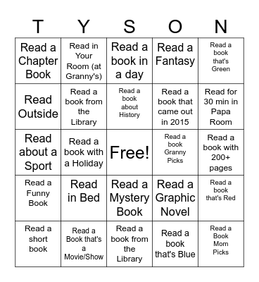 Summer Reading Challenge Bingo Card