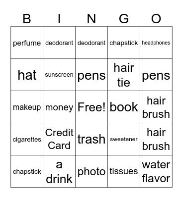 Purse/walker Bingo Card