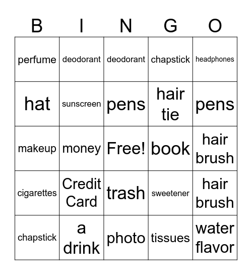 Purse/walker Bingo Card