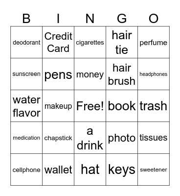 Purse/walker Bingo Card