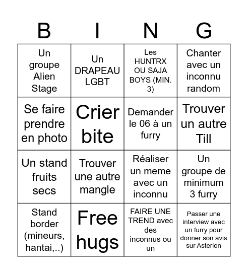 ANGERS GEEKFEST Bingo Card