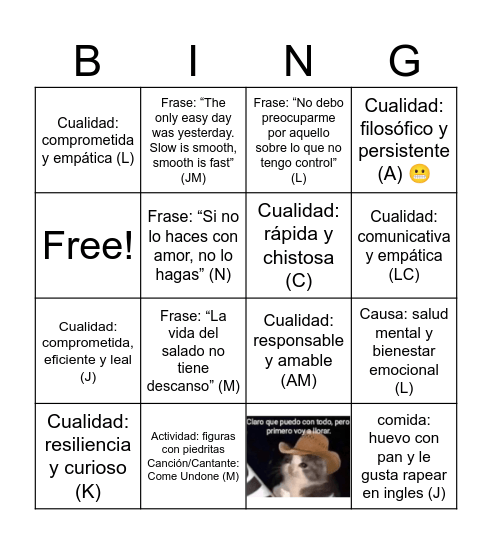 LA SUERTE DEL VIERNES Bingo Card