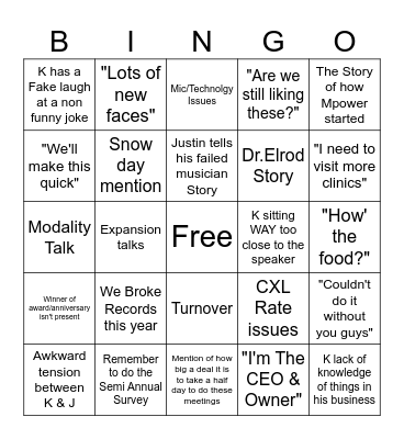Semi Annual Bingo Card