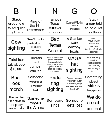 Texas Bingo Card