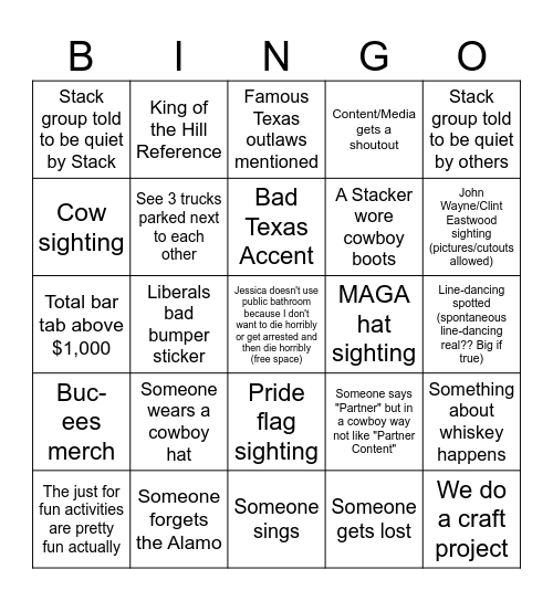 Texas Bingo Card