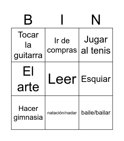Pasatiempos Bingo Card