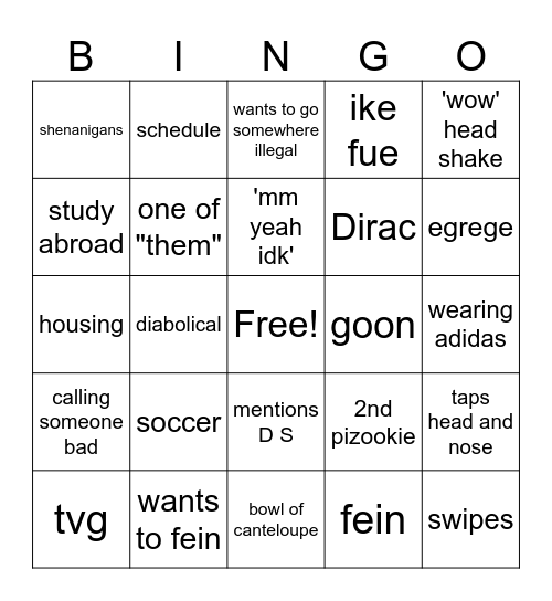 Dom Bingo Card