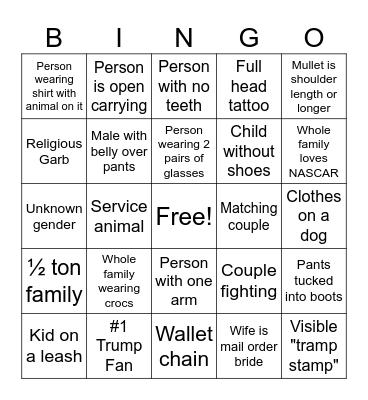 People Watching BINGO Card