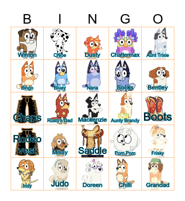 Bunnings Bluey Bingo Card