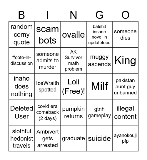 Zerobooks bingo Card