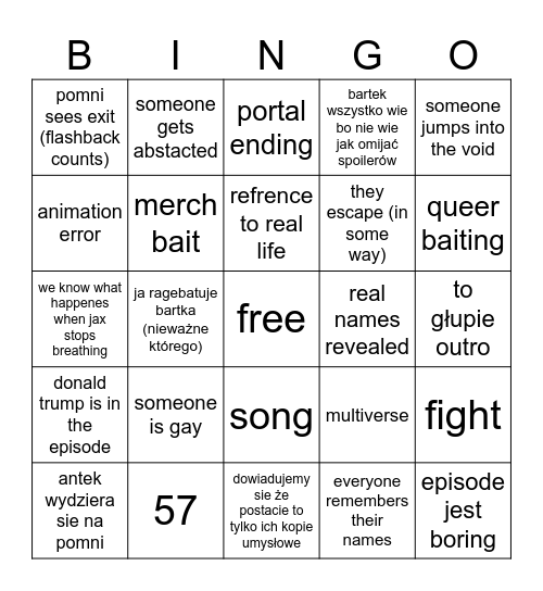 TADC Bingo Card