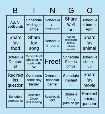 Aspen | Scheduling Center | Bingo Card