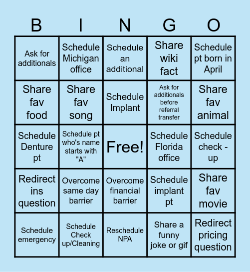 Aspen | Scheduling Center | Bingo Card