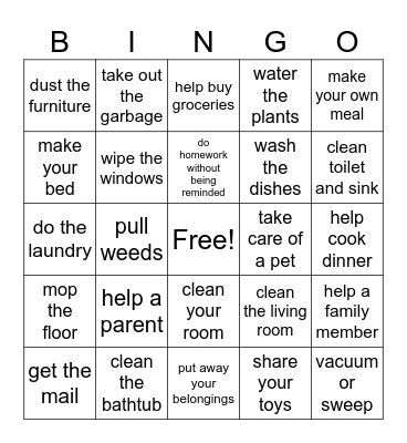 Helper Bingo Card